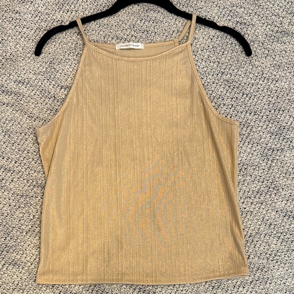 Caution to the wind Metallic Gold Tank Top - Picture 1 of 3